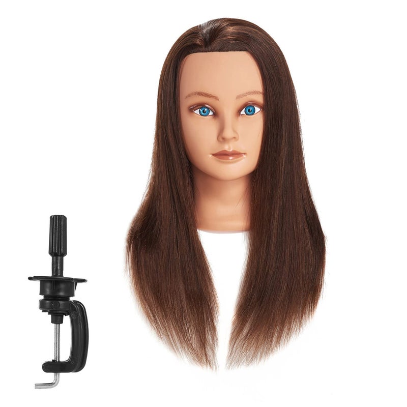 training head Traininghead 20-22" 100% Human hair Mannequin head Training Head Cosmetology Manikin Head Doll Head with free Clamp â€¦ - Image 1